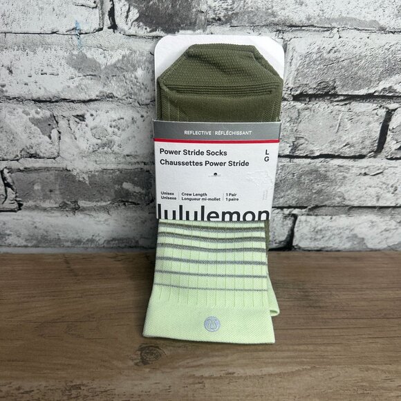 NWT Lululemon Unisex Power Stride Crew Socks *Reflective Size Large (ELIX/BALF) - Picture 2 of 16